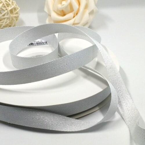 1" inch 25mm Silver Purl Herringbone Twill Ribbon For Hairbows