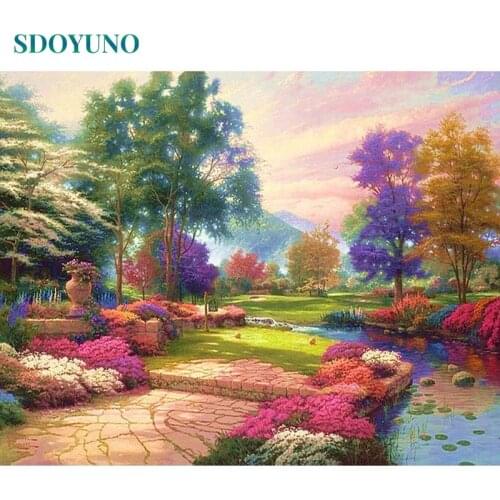 SDOYUNO DIY Acrylic Painting By Numbers Kits Scenery 60x75cm Paint By Numbers Frameless Hand Painting On Canvas Home Decor