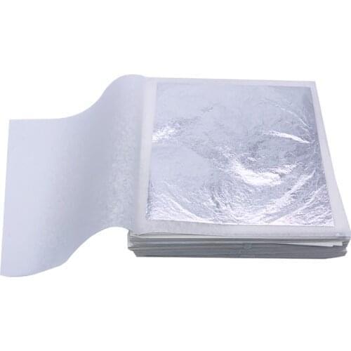 100 sheets of 11 x 11 cm Edible Pure Silver Foil - 99.99% silver Leaf for food decoration Gilding Crafts and Painting