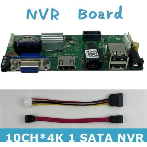 10CH*4K H.265 NVR Network Vidoe Recorder DVR Board Motion Detection Max 12TB IP Camera with SATA Line ONVIF VMS XMEYE P2P Cloud