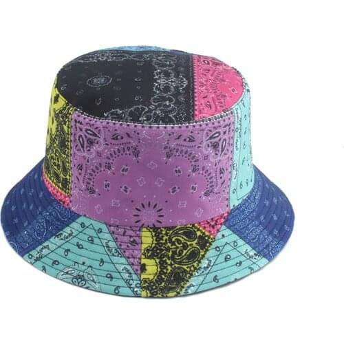 2021 New Fashion Colorful Vintage Print Bucket Hat Reversible Bob Chapeau Femme Hip hop Caps Gorro Men Fisherman Hat