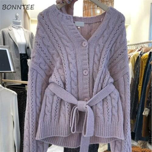 Sweaters Women Plus Size 5XL All-match Lace Up Design Tender Lady Clothes Fashion Retro Popular Solid Single Breasted Cardigans