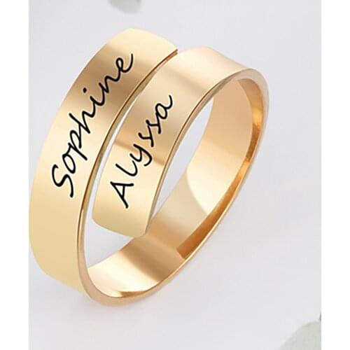 Uonney Dropshipping Customized Jewelry Manufacture Engraving Name Ring For Women Valentine Birthday Gift Silver Gold Color