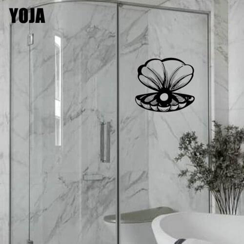 YOJA 26x28.5CM Fashion Girl Room Decoration Pearl Shell Wall Sticker Bathroom Glass Decals G2-0498