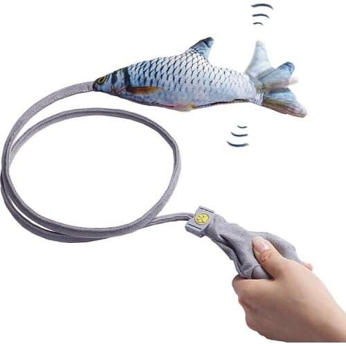 Pet Funny Cat Interactive Toy Fish Stick Simulation Jumping Moving Plush Fish Toy Chew Bite Resistant Fish Cat toy