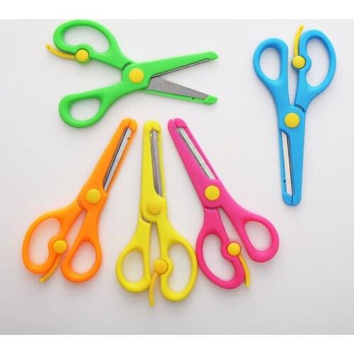 Students' Safety Office Culture Education Cutting Elastic Labor-saving Round Head Anti-pinch Manual Paper-cut Metal Scissors