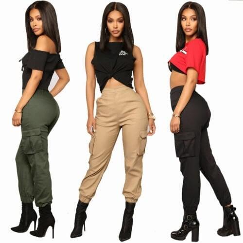 Womens Pants Skinny Pants High Waist Slim Cargo Stretch Trousers Leggings Plus Size Hot