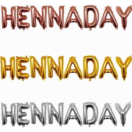 1set 16inch Rose gold Silver Bridal Henna day party decoration banner gold balloons bunting decor 16inch Letter balloons