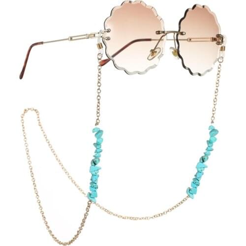 1 Pc New Natural Turquoise Eyeglass Chain Gold Glasses Lanyard Sunglass Neck Strap Holder Anti-loss Eyewear Retainer Accessories