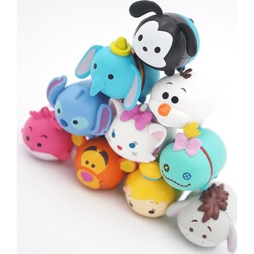 10Pcs/Set Disney Tsum Tsum Action Figure Dolls Dumbo Lilo Stitch Piglet Eeyore Marie Cat Winnie Pooh Mickey Mouse Figures Toys