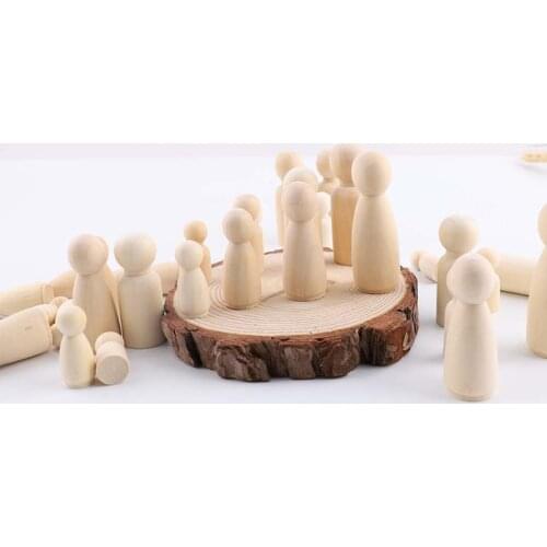 10Pcs Unpainted Wooden Peg Dolls Toys Girl Boy 65mm/55mm/43mm/35mm Wood Dolls Kids Room Decor Handmade DIY Arts And Crafts Gifts
