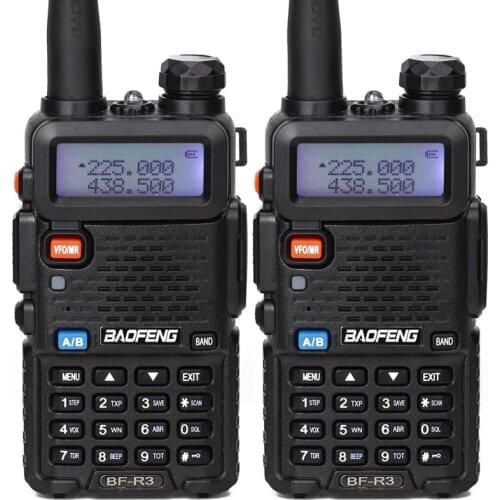 2PCS Baofeng BF-R3 Tri-Band Walkie Talkie 136-174/220-260/400-470MHz Amateur Ham Handheld Portable Radio Comunicador Transceiver