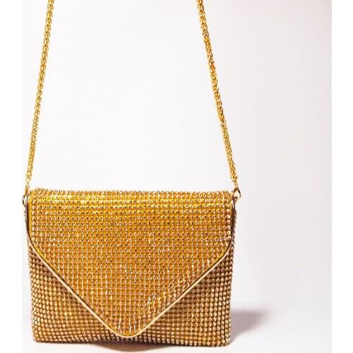 2021 Fashion Gold Silver Black Rhinestone Envelope Bag Women Mini Crossbody Bag Flap Clutches Bag Phone Purse Bride Evening Bag