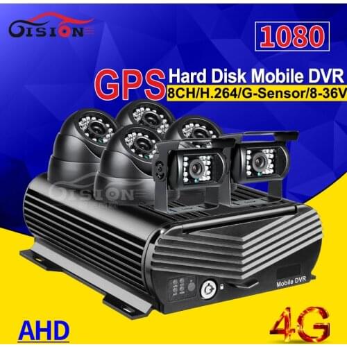4G Lte GPS Positioning 8CH HDD Hard Disk Car Mobile Dvr Remote View Online PC/Phone APP +6Pcs 2.0MP HD Car Camera Night Vision
