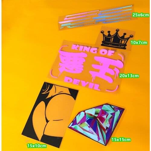 5PCS Car Sticker Decals Auto Window Tail Decals for Electroplating Meteor Crown Beauty Back View Evil King Art Word Diamond