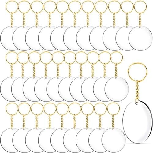 72 Pcs Acrylic Keychain Blanks Clear Keychain Blanks with Key Chain Rings with Hole for DIY Projects and Crafts