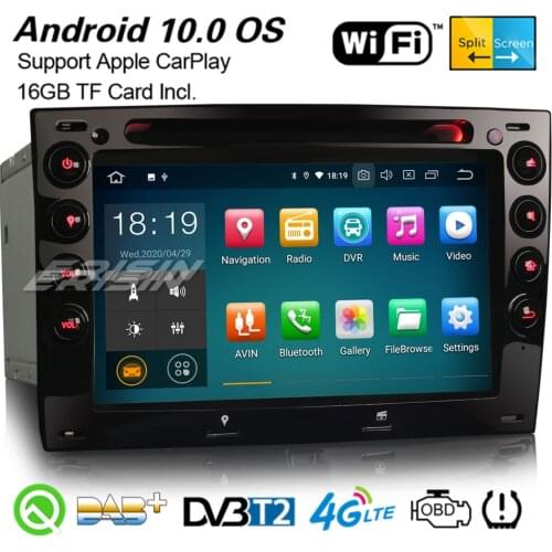 Erisin Android 10.0 Car Stereo GPS WiFi 4G TPMS DVB-T2 Canbus OBD2 USB Bluetooth CarPlay Navi DAB+ Radio For Renault Megane 5113