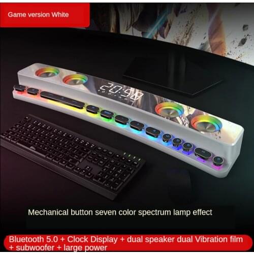 3600mAh Bluetooth Sound Bar Wireless Game Speaker USB Stereo Subwoofer AUX Home Clock Indoor Soundbar Computer Loudspeaker