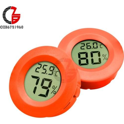 Red Mini Round LCD Digital Temperature Humidity Meter Thermometer Hygrometer Indoor Car Temperature Tester Monitor Detector
