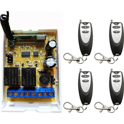 DC12V DC24V 2CH Remote Control Garage Door RF Wireless Remote Control Switch System Transmitter+Receiver /lamp/ window/ shutters