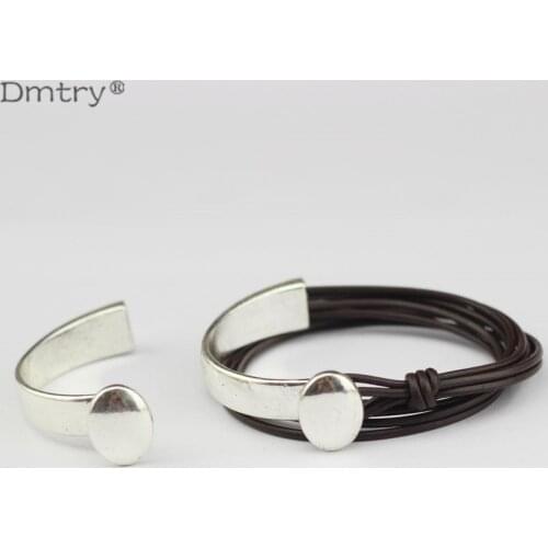 Dmtry 3pcs Half Cuff Hook Bracelet Finding for use with 2*8mm Leather Jewelry Charms Handmade DIY Charms Buckles C0007