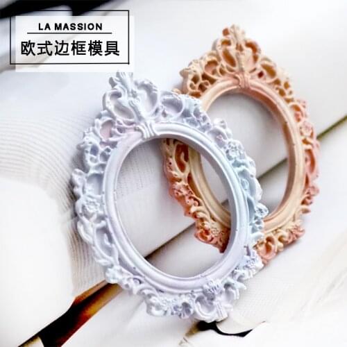 European Style Frame Mold Aromatherapy Car Hanging DIY Material Plaster Clay Mold Retro Silicone Fondant Mould Cake Deco Tool