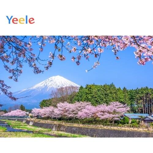 Mount Fuji Cherry Blossoms Backdrop Newborn Baby Shower Kids Birthday Party Portrait Photography Background For Photo Studio
