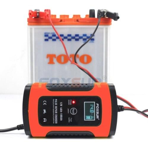 FOXSUR Fully Automatic Battery Charger 110V/220V 12V 5A Smart Fast Power Charging, Smart Lead acid Battery Charger