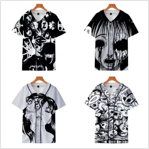 Junji Ito 3D Printing Japanese Anime Baseball T Shirt Cosplay Men/Women Fashion Summer Casual Short Sleeve Streetwear T-shirt