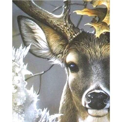 Painting By Number 40X50 50x65CM Half Face Sika Deer Animal Wall Art Gift DIY Pictures By Numbers Canvas Kits Home Decoration
