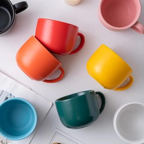 Nordic Style Large-capacity Ceramic Breakfast Mug Creative Mug Oatmeal Mug Home Microwaveable Milk Cereal Bowl Drinkware