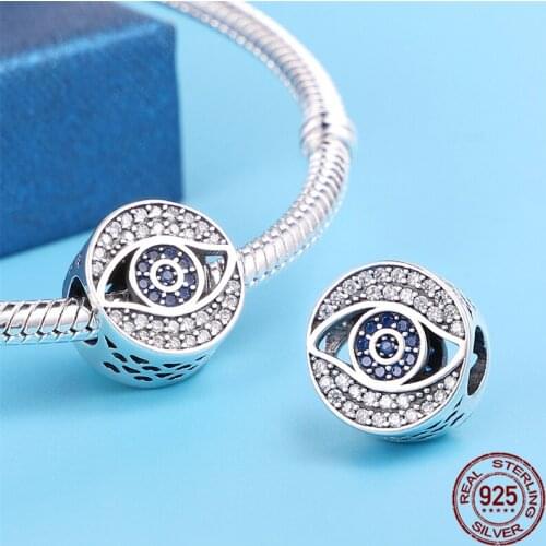 Round Shape Eye Shaped Brick Authentic 925 Sterling Silver Fit Original 3mm Bracelet&Bangle Making Fashion DIY Jewelry For Women