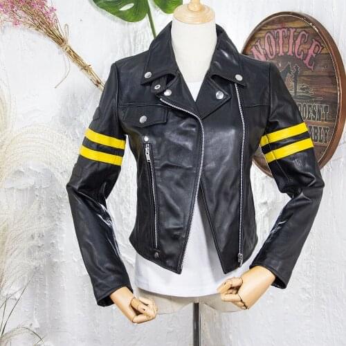 Free shipping.Outlet cheap women cool short natural sheepskin jacket.quality sales genuine leather coat.young leather clothes