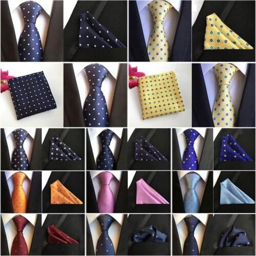 Mens Flower Polka Dots Necktie Pocket Square Wedding Ties Handkerchief Set BWTHZ0205