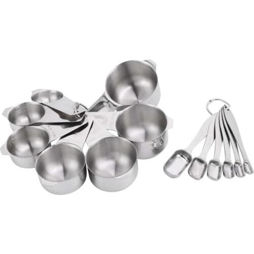 13Pcs Baking Measuring Cups Spoons with Scales Stainless Steel Spoon Set Kitchen Baking Accessory