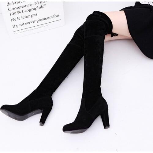 2021 new fashion womens boots classic popular Knee Boots frosted leather thick heel high heels knee high boots