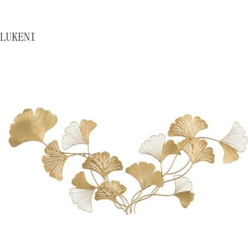 Creative New Chinese Wrought Iron Wall Decoration Background Corridor Ginkgo Decoration Hotel Bed and Breakfast Wall Pendant
