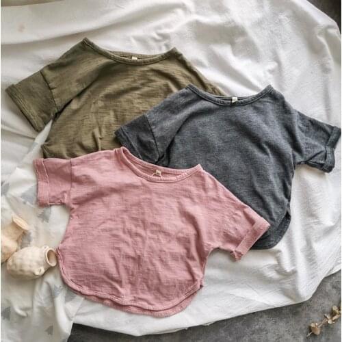 2021 new arrival girls boys summer short sleeve casual cotton kids t-shirt