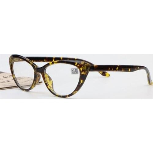 Vintage Elegant Leopard Cat Eye Women Reading Glasses Male HD Presbyopic Eyeglasses Plastic Frame 1.0-4.0 R155