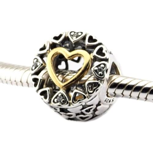 Loving Circle Clear CZ Charm Silver Original Beads For Jewelry Making For European Bracelets DIY Sterling Silver Beads