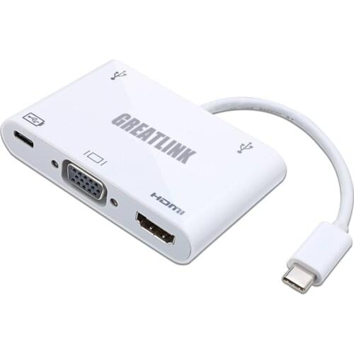 USB Type C To USB 3.0 HDMI 1.4 VGA Splitter Adapter USB-C Type-C 3.1 AUX Cable VGA HDMI Converter Adaptor Thunderbolt 3 HUB Dock