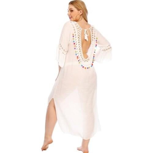 Plus Size Beach Dress Women Bathing Suit Cover Ups Crochet Beachwear Swimsuit Cover Up Sarong Long Dress Beach Womens Tunic 2020