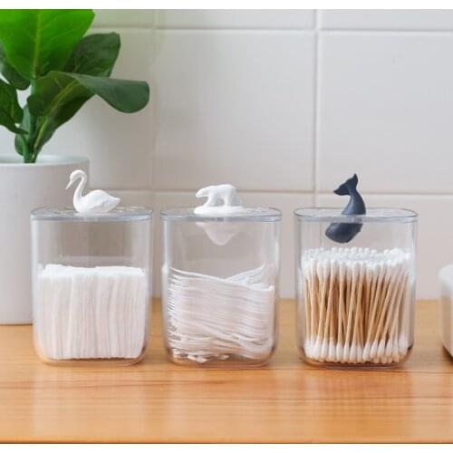Transparent Organizer Cotton Swab Storage Box Acrylic Cotton Pad Storage Box Cosmetic Plastic Box Bathroom Bedroom