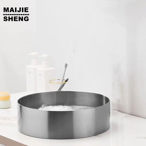 Grey WashBasin Kitchen Stainless Steel Handmade Nano Round Dishwashing Basin Single Basin Small Size Sink Under Counter
