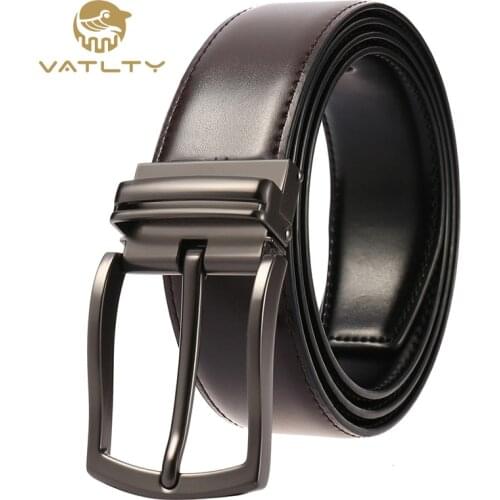 VATLTY Official authentic brown mens belt high-grade black hard metal buckle natural cowhide belts for men casual pants belt