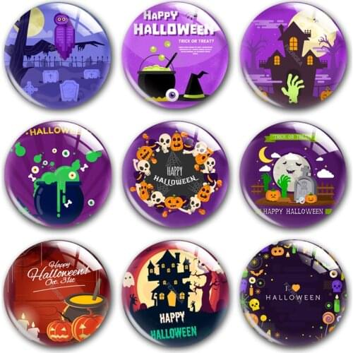 Handmade Halloween party boo ghost Round photo glass cabochons demo flat back DIY collier jewlery Making findings accessory
