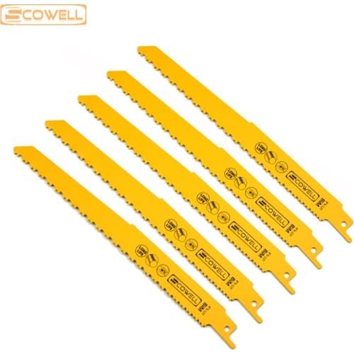 30% Off SCOWEL 8 inch 6-12 TPI HSS Bi-metal Reciprocating Saw Blades Progressor Teeth Blade Jigsaw Sabre Saw Blades For Wood