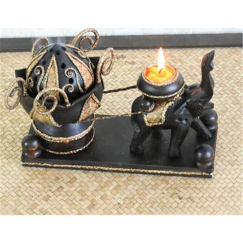 THAILAND ELEPHANT INCENSE BURNERS MASCOT ART FURNISHING RETRO SOUTHEAST ASIA STYLE WOODEN CANDLE HOLDER HOME DECOR GIFTS X5477