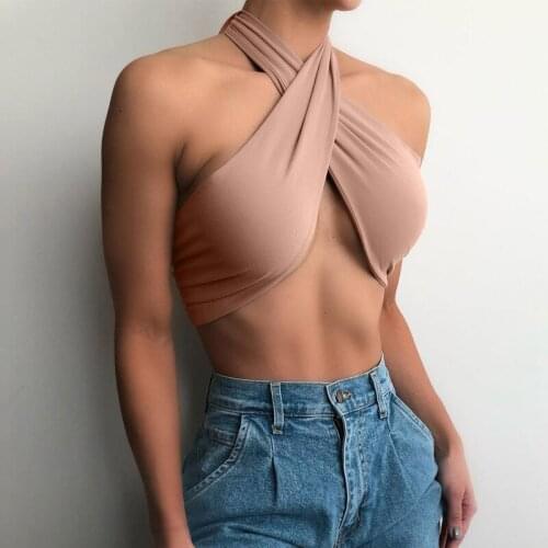 Heeatal Crop Tops for Women 2021 Spring New Women Clothing Nightclub Sexy Tank Top Hanging Neck Bottoming Chest Wrap Tops Women