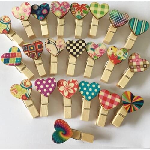 10pcs Mini Wooden Clips Love Heart Clothespin Craft Clips DIY Photo Cards Peg Paper Postcard Craft DIY Clips Office Supplies
